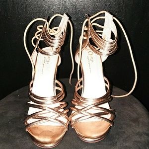 OLIVIA F GOLD HEELS